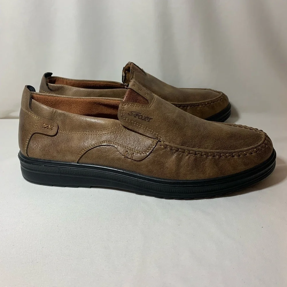 Spoxt Men’s Brown Leather  Slip on Shoes Loafers sz 11
